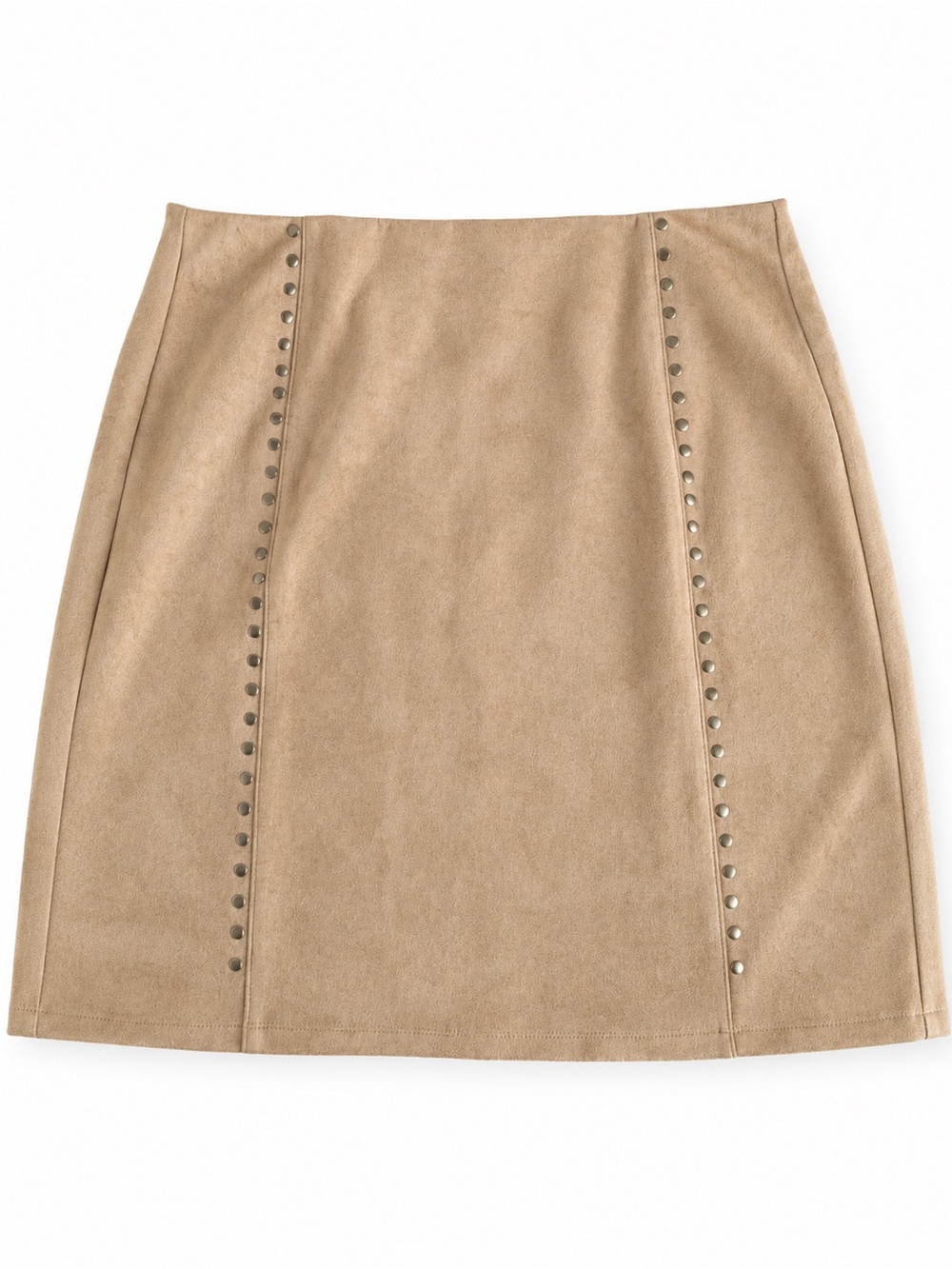 Sabrina Lauren Faux Suede Studded Mini‎ Skirt Tan Western Boho Festival Indie XL
